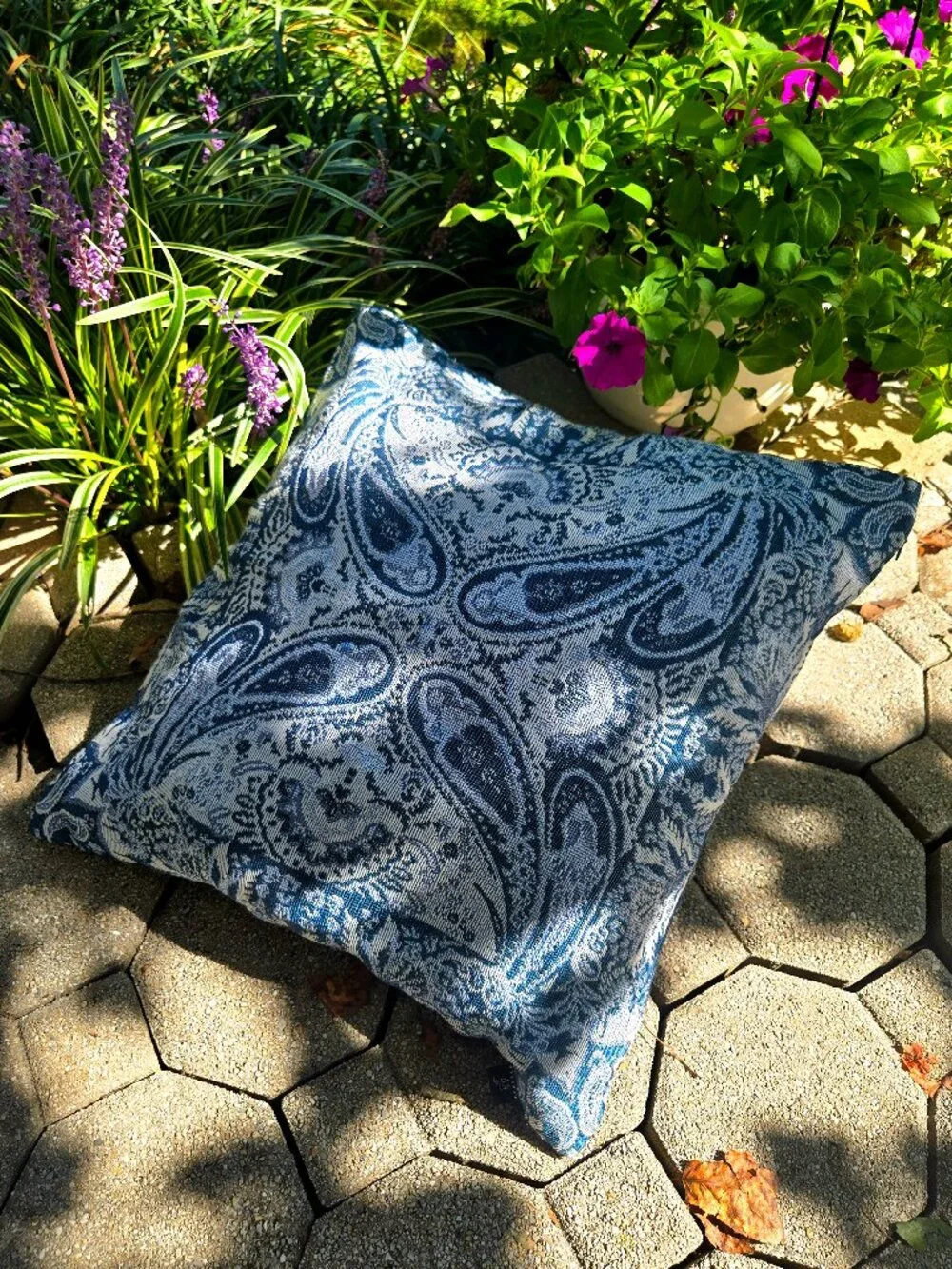 Hendeer Australia Set of 2 Woven Boho Blue Paisley Cushion Covers | Luxury Couch